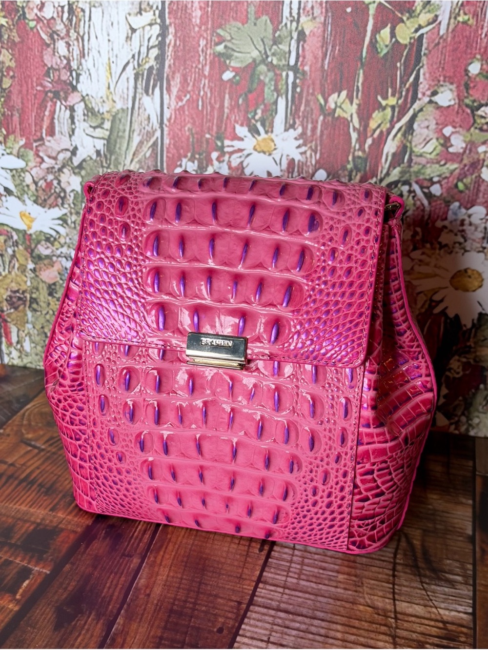 Firm HTF Brahmin Margo Phlox Pink Crossbody Bag NWT pink & purple beauty